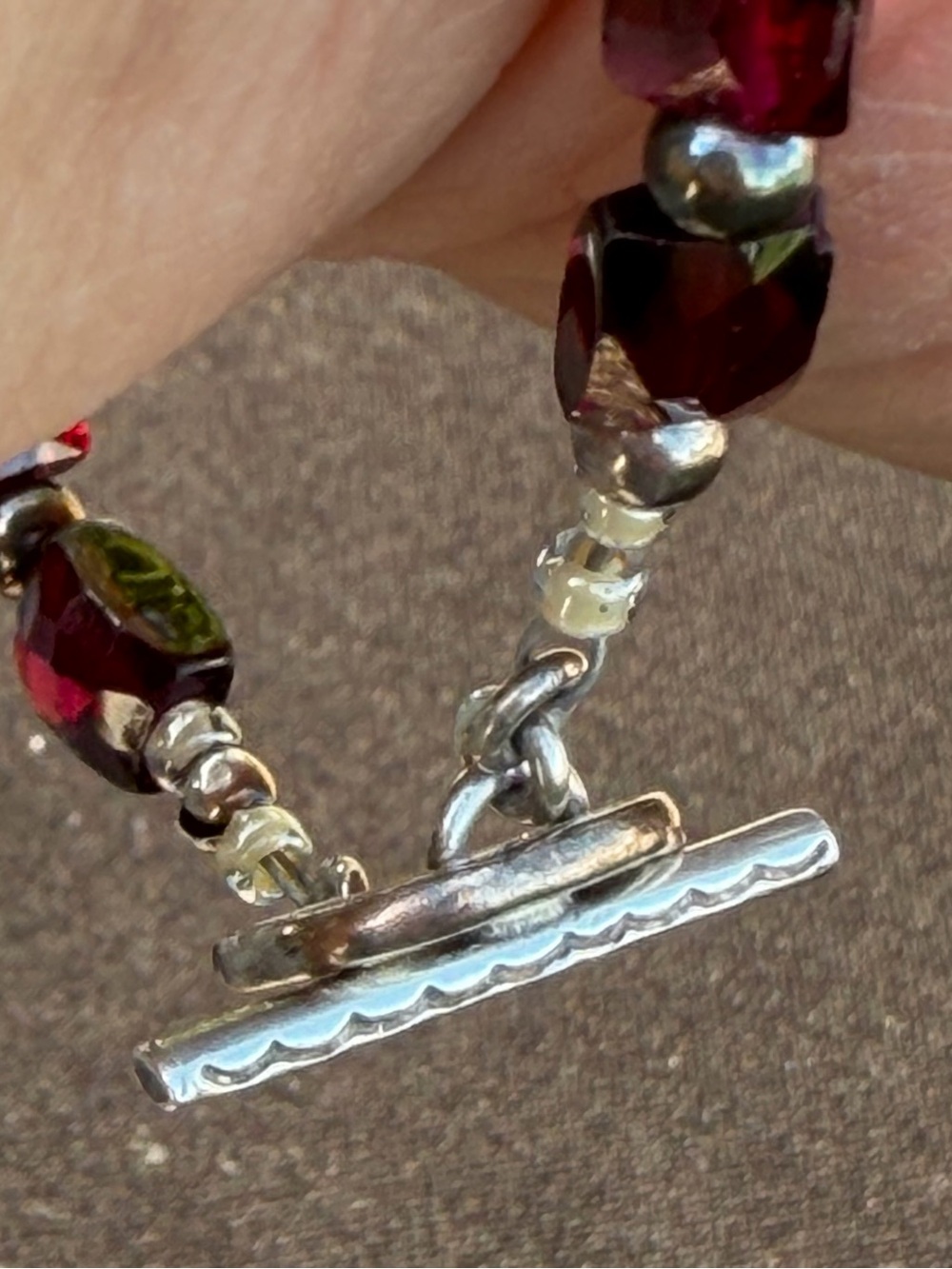Garnet, Crystal .925 Artisan Hand Crafted Bracelet - Picture 4 of 7
